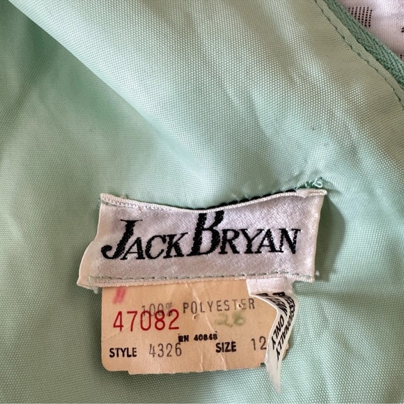 Vintage Jack Bryan Mint Green Beaded Sequin Evening Gown Dress SZ 12 Fairycore - Picture 6 of 14